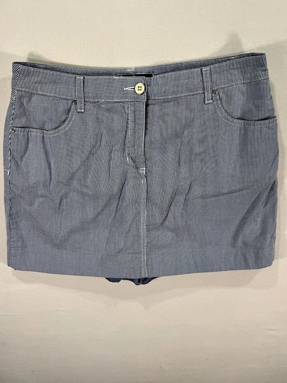 Karen Scott Striped Cotton Shorts in Blue & White Size 8